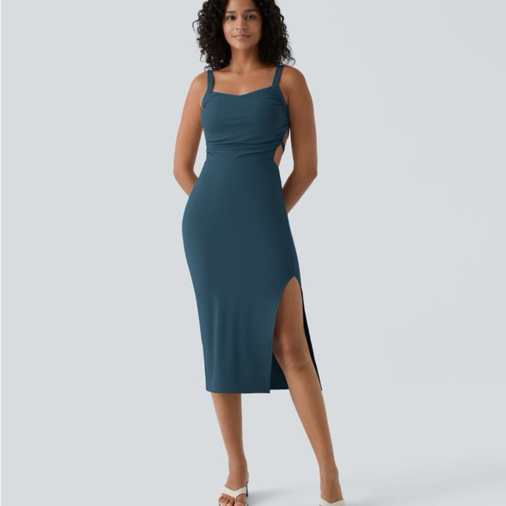 HALARA Backless Teal Dress NWT - Picture 2 of 6